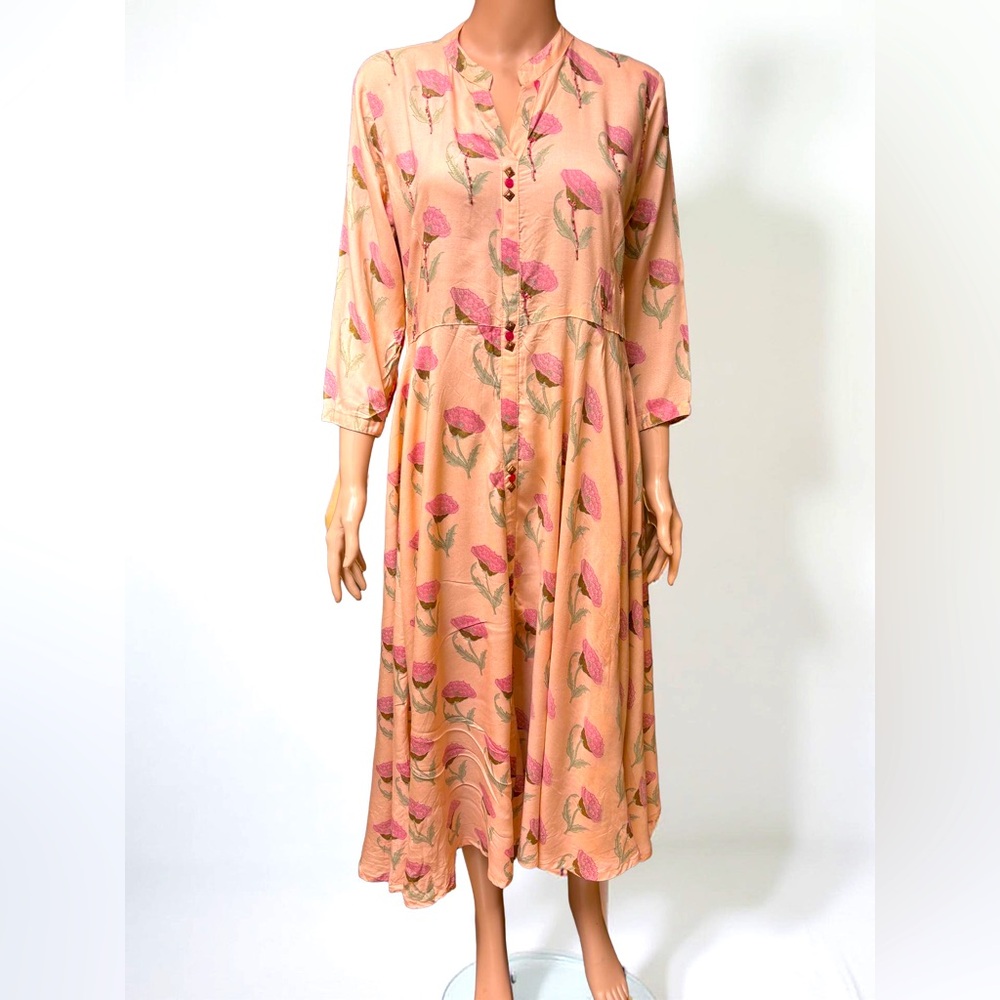 Peach A-line Midi Dress Embellished Medium (3 for $12 item)